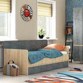 Кровать Киото СТЛ.339.09 Дуб небраска/Бетон тёмный 90