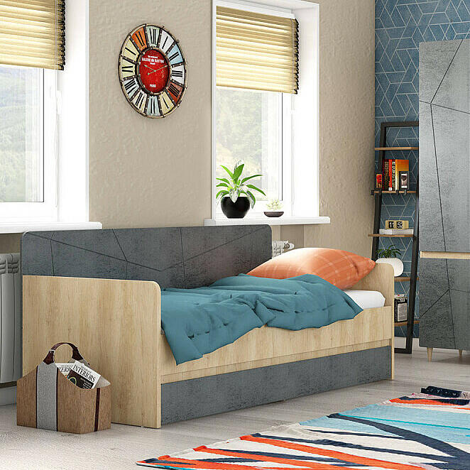 Кровать Киото СТЛ33909 Дуб небраскаБетон тёмный 26020₽