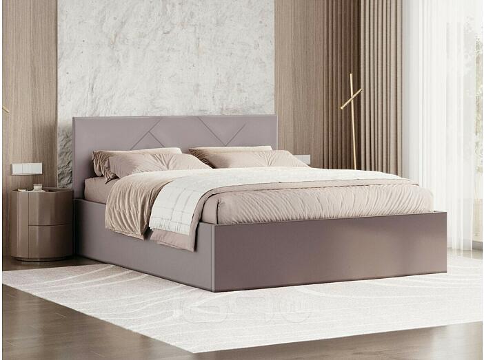 Кровать Лима велюр коричневый 1400x2000, изголовье мягкое
