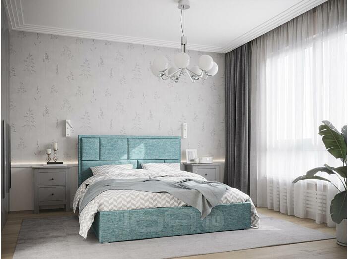 Кровать Madison рогожка мята 1600x2000, изголовье мягкое