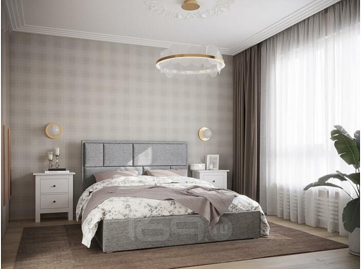 Кровать Madison рогожка серый 1600x2000, изголовье мягкое