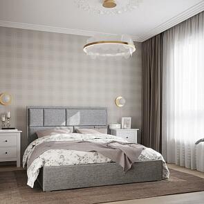 Кровать Madison рогожка серый 1600x2000, изголовье мягкое