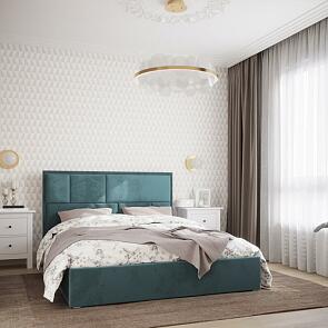Кровать Madison велюр бирюзовый 1600x2000, изголовье мягкое