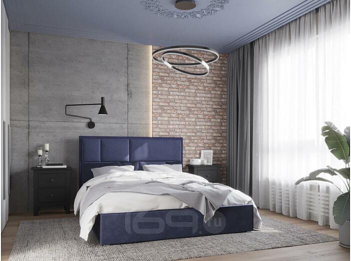Кровать Madison велюр индиго 1600x2000, изголовье мягкое