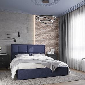 Кровать Madison велюр индиго 1600x2000, изголовье мягкое