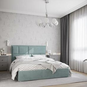 Кровать Madison велюр мята 1600x2000, изголовье мягкое