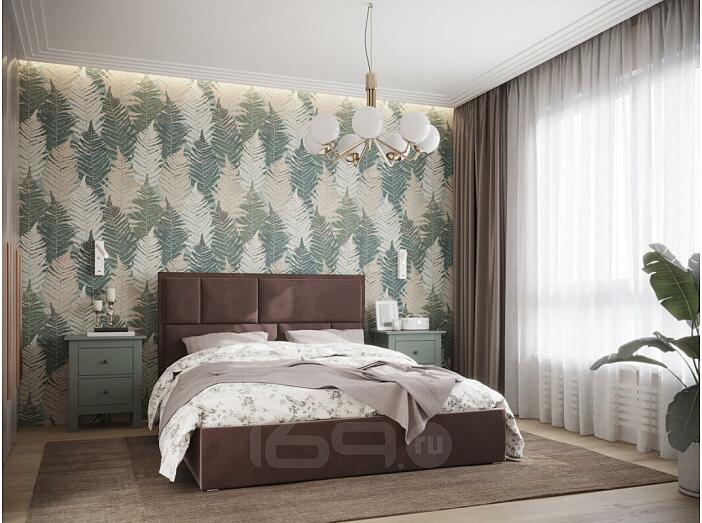 Кровать Madison велюр шоколад 1600x2000, изголовье мягкое