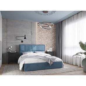 Кровать Madison велюр синий 1600x2000, изголовье мягкое