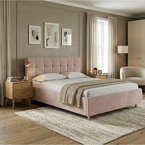 Кровать Nety без основания велюр teddy 014 шоколадный бисквит 1200x2000, изголовье мягкое