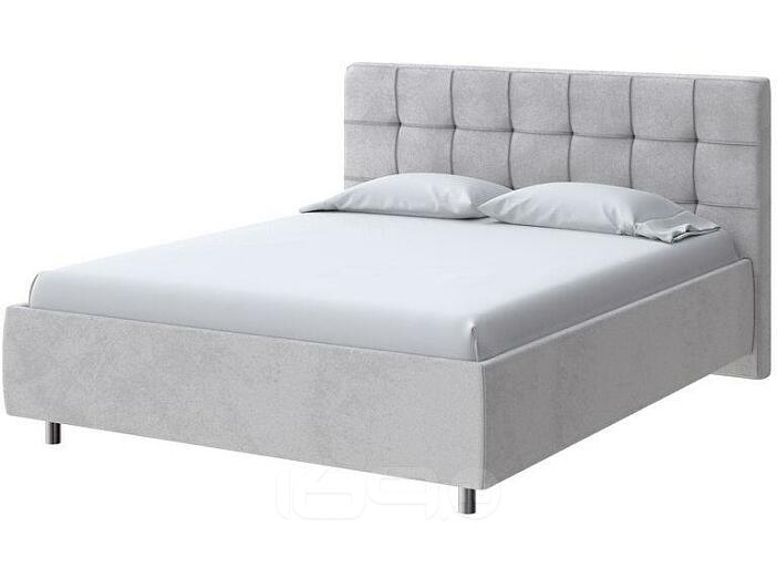 Кровать Nety без основания велюр teddy 022 стальной 1400x2000, изголовье мягкое