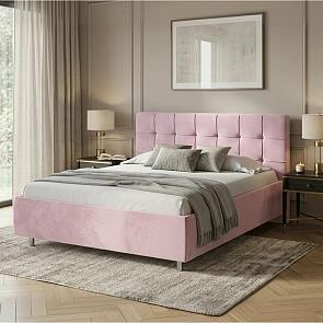 Кровать Nety без основания велюр teddy 027 розовый фламинго 1200x2000, изголовье мягкое