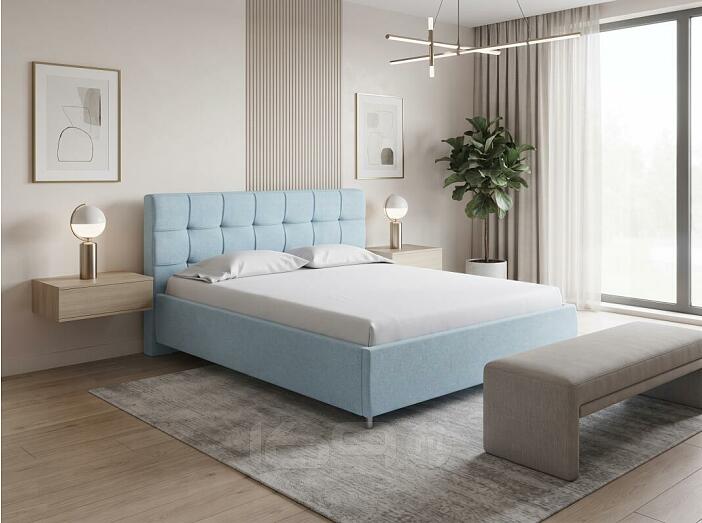 Кровать Nety без основания велюр teddy 028 морозная свежесть 1400x2000, изголовье мягкое