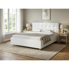 Кровать Nety без основания велюр teddy 300 снежный 1200x2000, изголовье мягкое