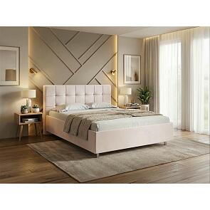 Кровать Nety без основания велюр teddy 302 жемчужный 1200x2000, изголовье мягкое