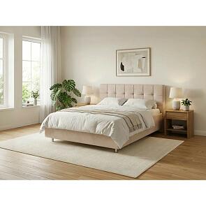 Кровать Nety без основания велюр teddy 304 тауп 1200x2000, изголовье мягкое