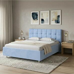 Кровать Nety без основания велюр teddy 311 небесно-голубой 1200x2000, изголовье мягкое