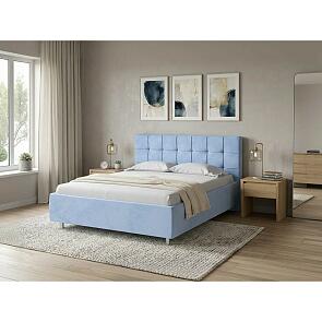 Кровать Nety без основания велюр teddy 311 небесно-голубой 1200x2000, изголовье мягкое