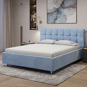 Кровать Nety без основания велюр teddy 311 небесно-голубой 1400x2000, изголовье мягкое