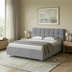 Кровать Nety без основания велюр teddy 318 мокрый асфальт 1200x2000, изголовье мягкое