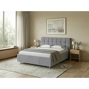 Кровать Nety без основания велюр teddy 318 мокрый асфальт 1200x2000, изголовье мягкое