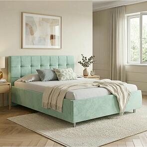 Кровать Nety без основания велюр teddy 337 мятный 1200x2000, изголовье мягкое