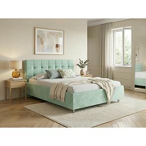Кровать Nety без основания велюр teddy 337 мятный 1200x2000, изголовье мягкое