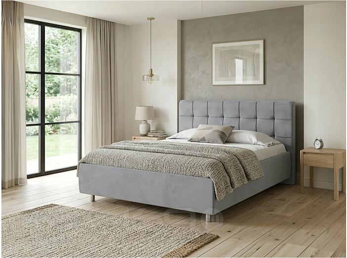 Кровать Nety без основания велюр ultra осенний туман 1200x2000, изголовье мягкое