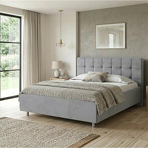 Кровать Nety без основания велюр ultra осенний туман 1200x2000, изголовье мягкое