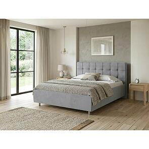 Кровать Nety без основания велюр ultra осенний туман 1200x2000, изголовье мягкое