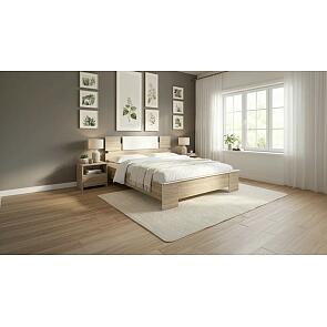 Кровать Оливия без обивки дуб сонома/белый без подъёмного механизма 1600x2000, без ортопедического основания, изголовье жесткое