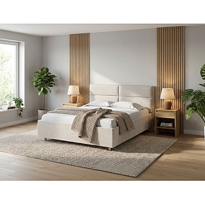 Кровать Pado велюр gratta 1 шампань 1200x2000, изголовье мягкое