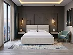 Кровать Pado велюр gratta 1 шампань без П/М 140x200, без ортопедического основания, изголовье мягкое