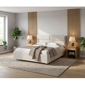 Кровать Pado велюр gratta 1 шампань 1600x2000, изголовье мягкое