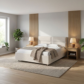 Кровать Pado велюр gratta 1 шампань 1600x2000, изголовье мягкое