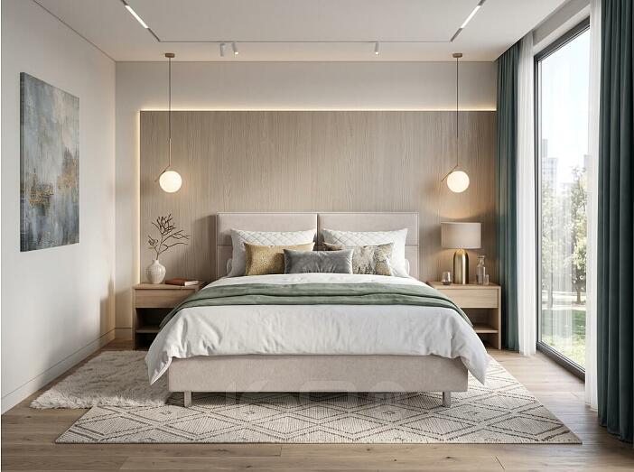 Кровать Pado велюр gratta 2 латте 1400x2000, изголовье мягкое