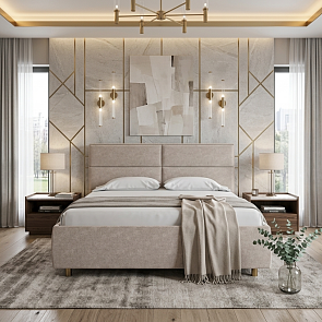 Кровать Pado велюр gratta 2 латте 1800x2000, изголовье мягкое