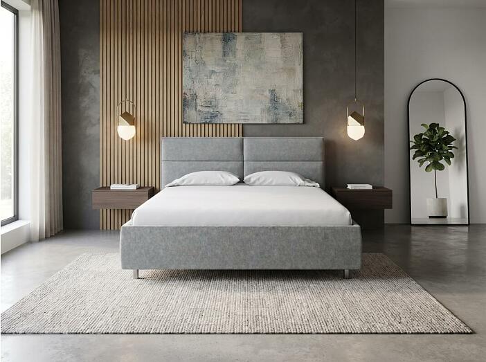 Кровать Pado велюр gratta 3 утренний туман 1800x2000, изголовье мягкое