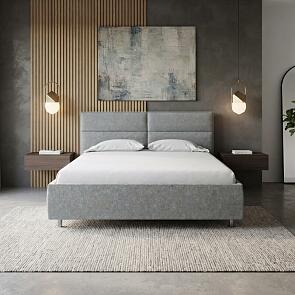 Кровать Pado велюр gratta 3 утренний туман 1800x2000, изголовье мягкое