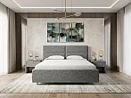 Кровать Pado велюр gratta 4 серый космос без П/М 180x200, без ортопедического основания, изголовье мягкое