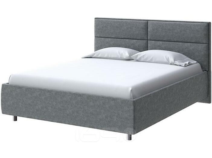 Кровать Pado велюр gratta 4 серый космос 900x2000, изголовье мягкое