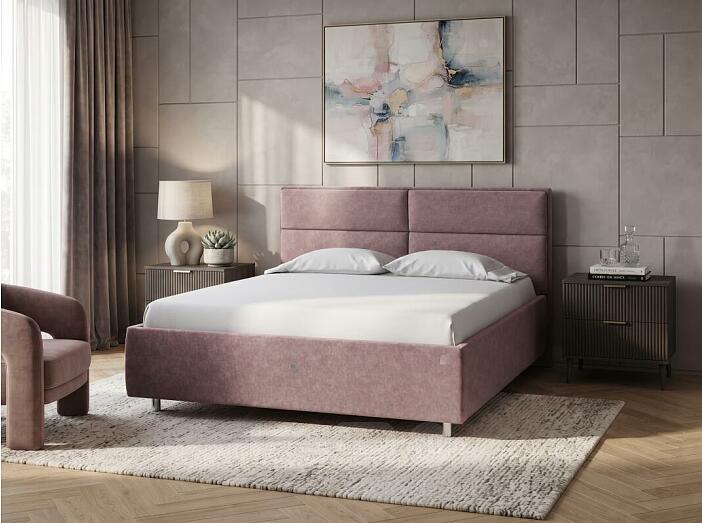 Кровать Pado велюр gratta 6 ягодный мусс 1400x2000, изголовье мягкое