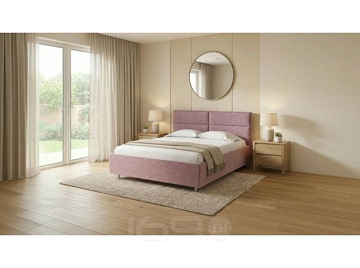 Кровать Pado велюр gratta 6 ягодный мусс без подъёмного механизма 2000x2000, без ортопедического основания, изголовье мягкое