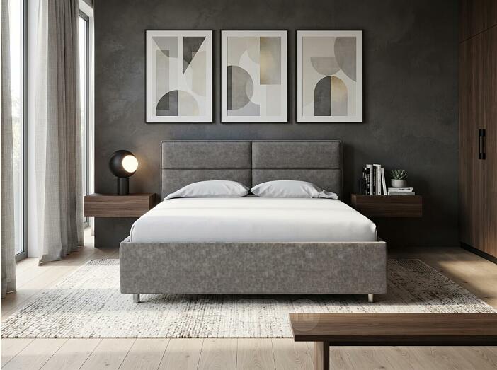 Кровать Pado велюр gratta 7 жареный миндаль 1400x2000, изголовье мягкое