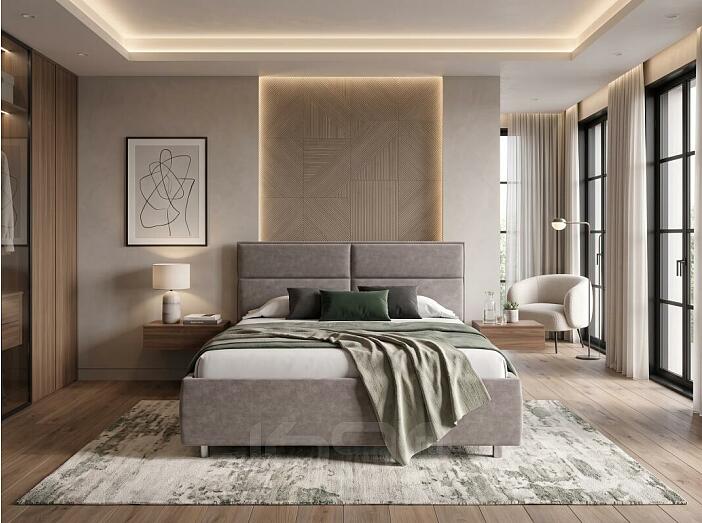 Кровать Pado велюр gratta 7 жареный миндаль 800x2000, изголовье мягкое