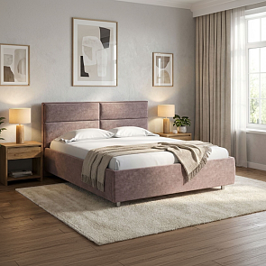 Кровать Pado велюр gratta 8 брауни 1200x2000, изголовье мягкое