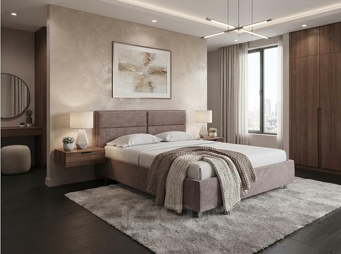 Кровать Pado велюр gratta 8 брауни 1400x2000, изголовье мягкое