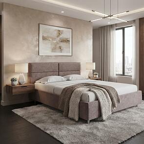 Кровать Pado велюр gratta 8 брауни 1400x2000, изголовье мягкое