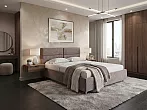 Кровать Pado велюр gratta 8 брауни без П/М 140x200, без ортопедического основания, изголовье мягкое