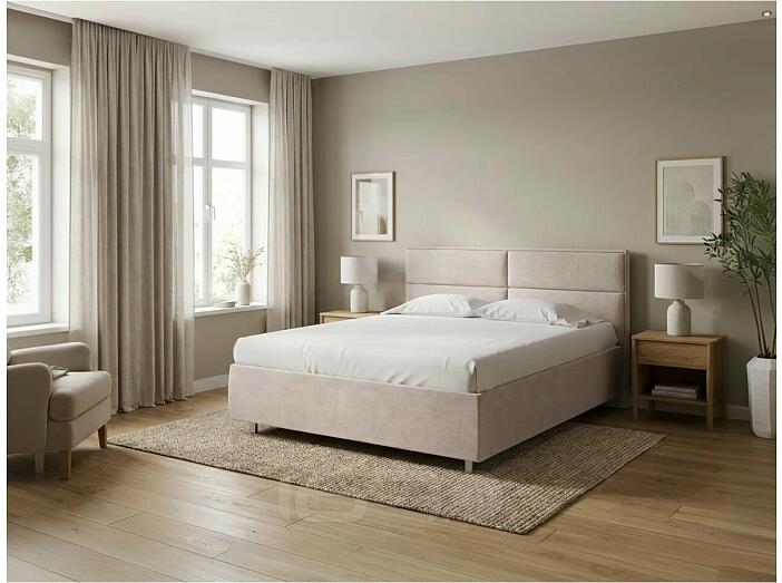 Кровать Pado велюр лофти бежевый 900x2000, изголовье мягкое