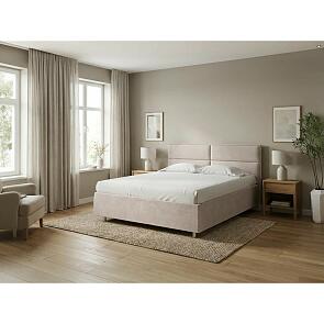 Кровать Pado велюр лофти бежевый 900x2000, изголовье мягкое